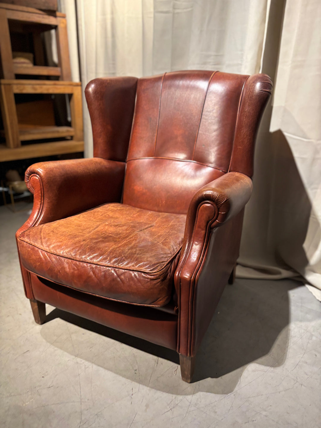 Oorfauteuil Runderleer
