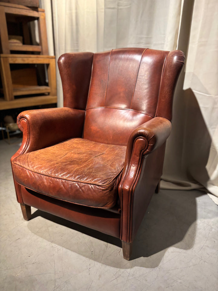 Oorfauteuil Runderleer