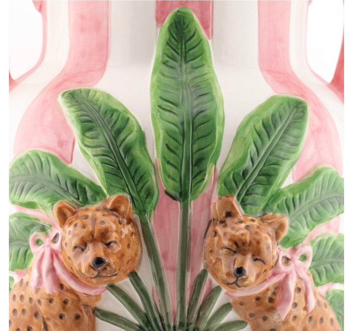 Aardewerk vaas pink jungle