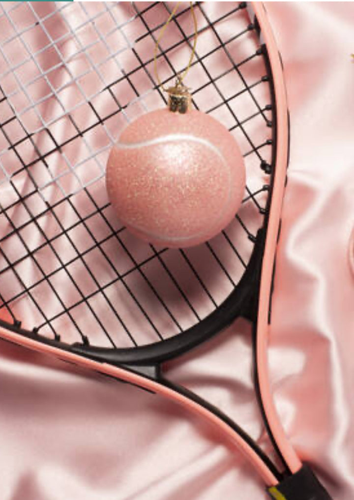 Vondels Kerst Ornament glass opal soft pink tennis ball H10cm