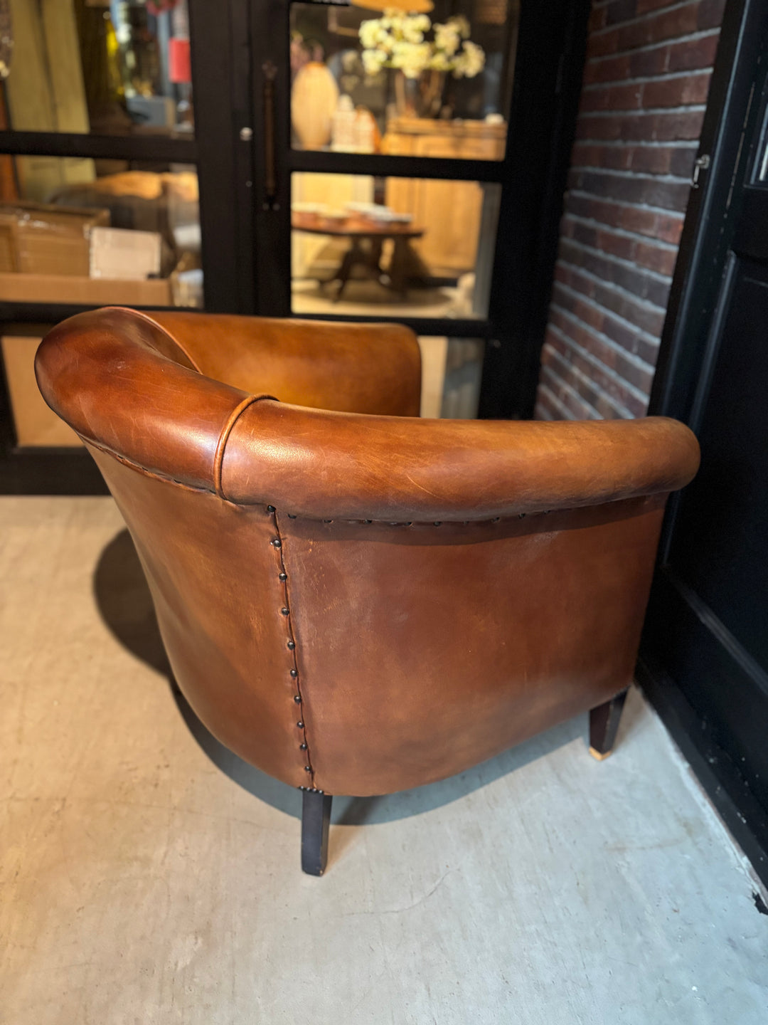 Runderleren Clubfauteuil