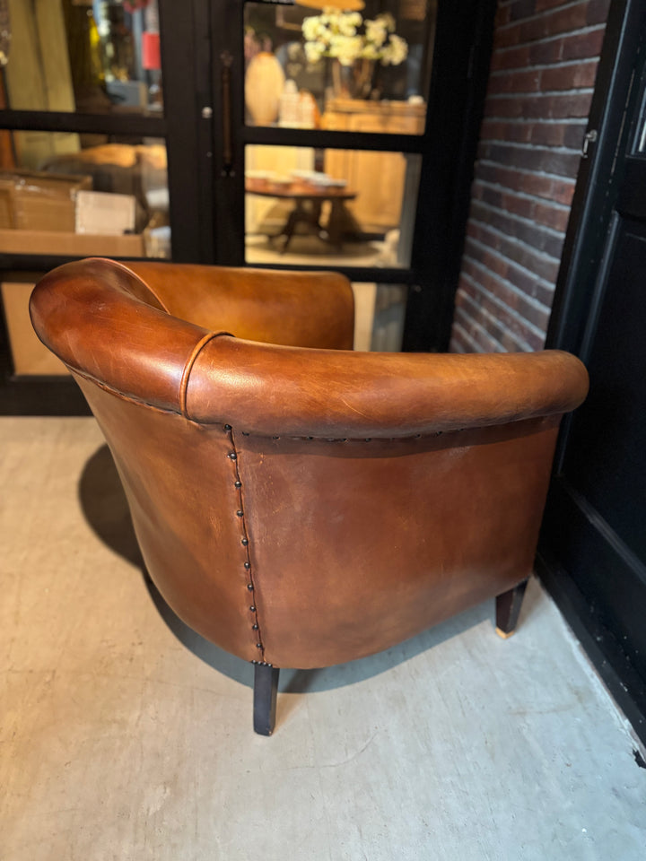 Runderleren Clubfauteuil