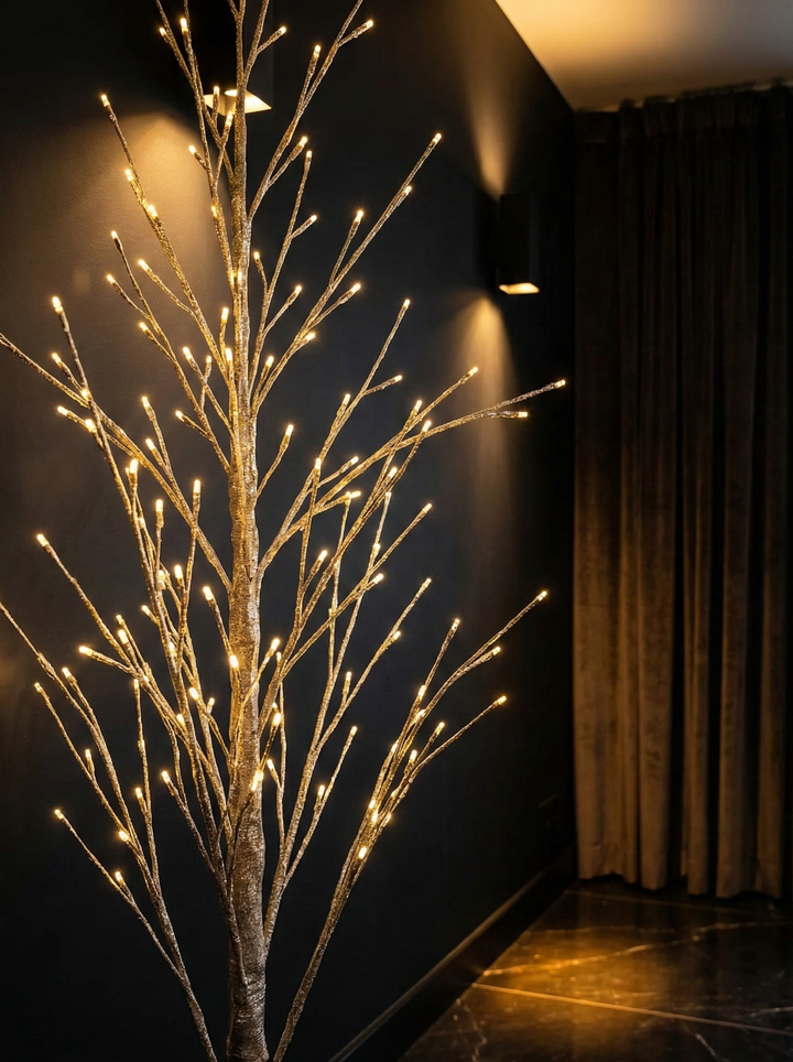 Kerst Champagne LED Glitterboom – Luxe Decoratieboom