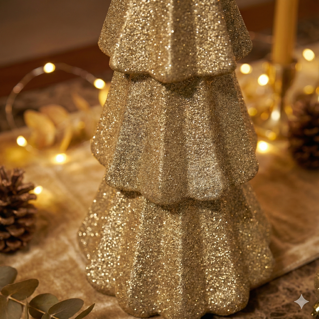 Gouden Glitter Kerstboom – Luxe Kerstdecoratie