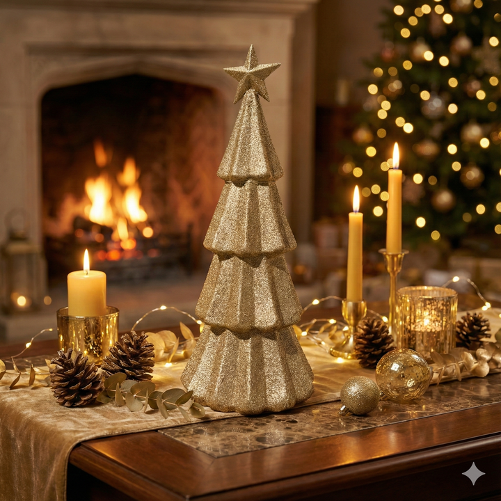 Gouden Glitter Kerstboom – Luxe Kerstdecoratie
