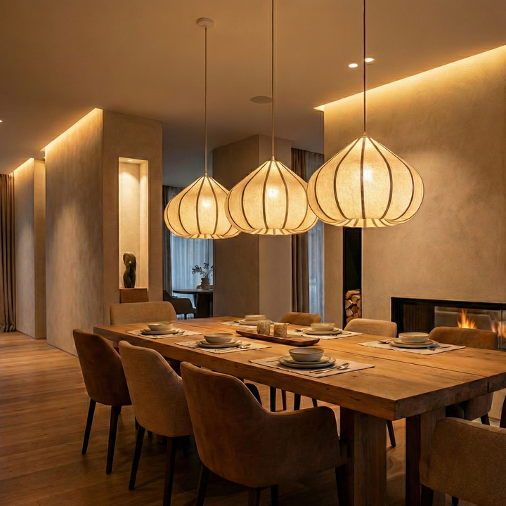 Hanglamp Ø60x42,5 cm ZUBEDA linnen naturel