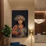 Tibetan Child Blue – Geweven Wandkleed Zonder Lijst