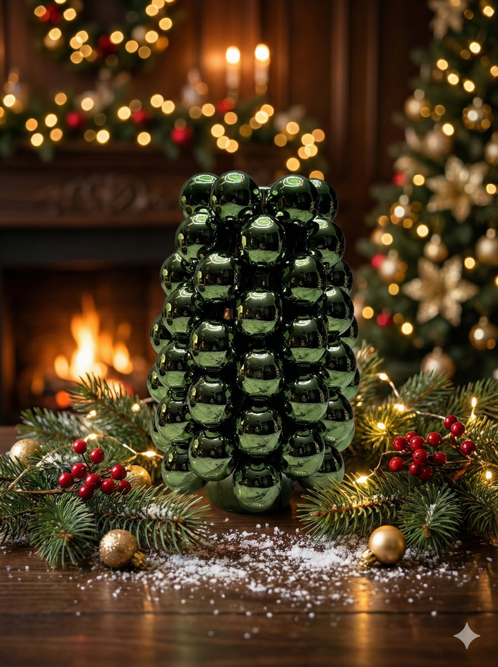 Vaas deco Ø18x28 cm BIYANG keramiek kerst vaas metallic groen