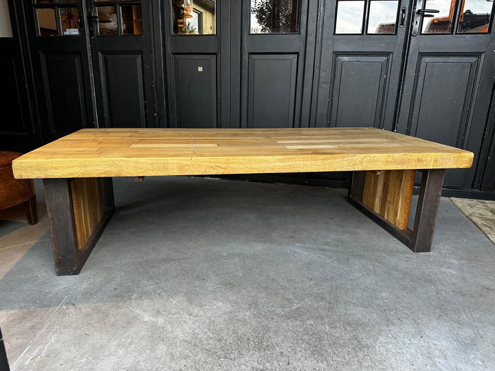 Eiken Salontafel met Stalen U Poot Nieuwstaat