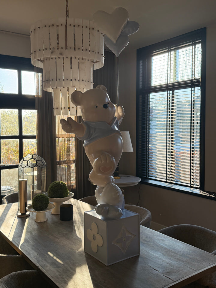 SkyDream Balloon Bear – Luxe Decorbeeld met Hart Ballonnen (165 cm)