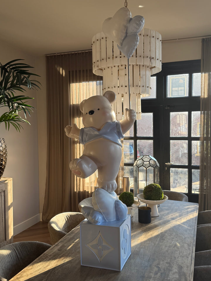SkyDream Balloon Bear – Luxe Decorbeeld met Hart Ballonnen (165 cm)