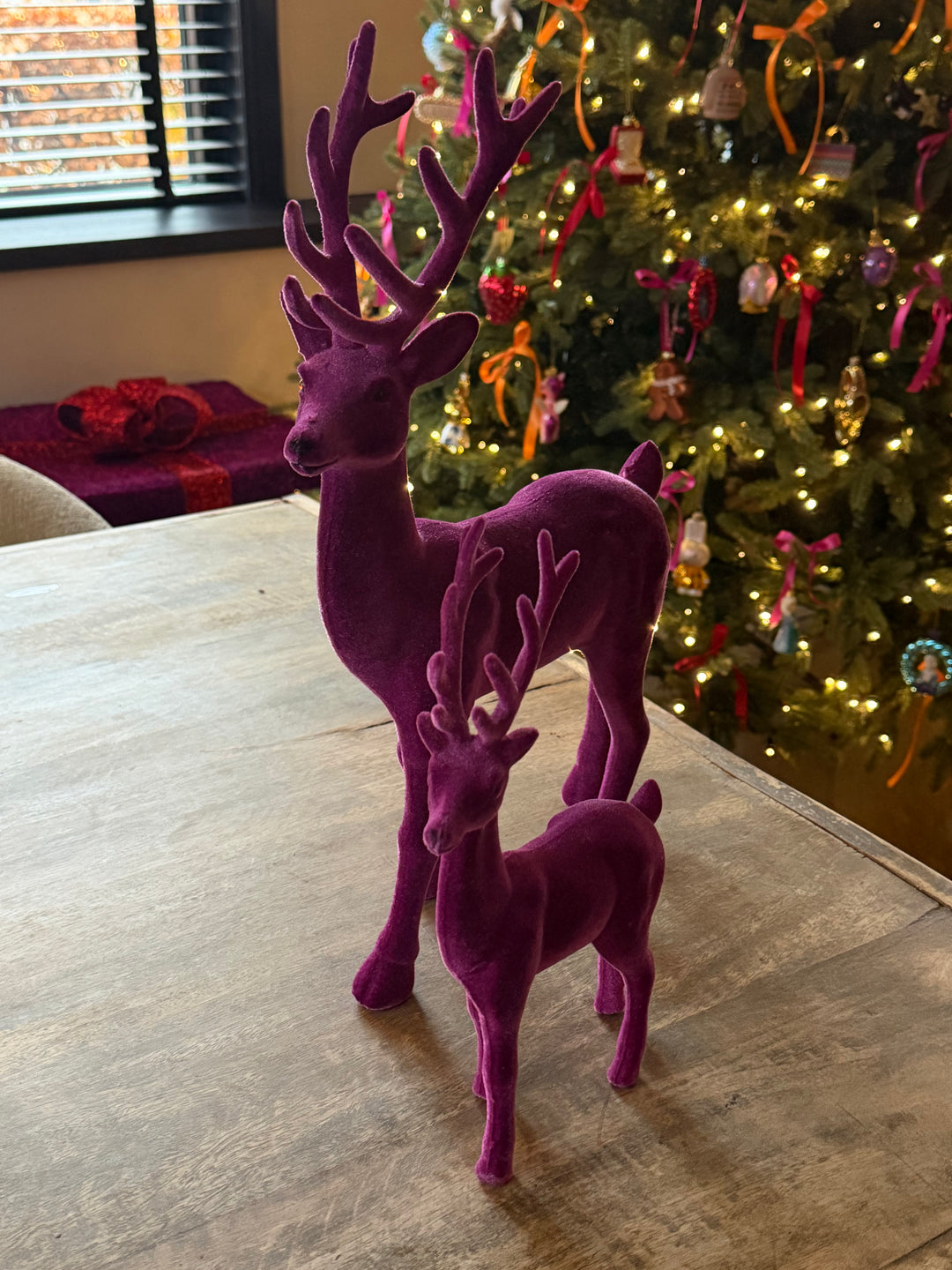 Paarse Fluwelen  Kerst Rendier