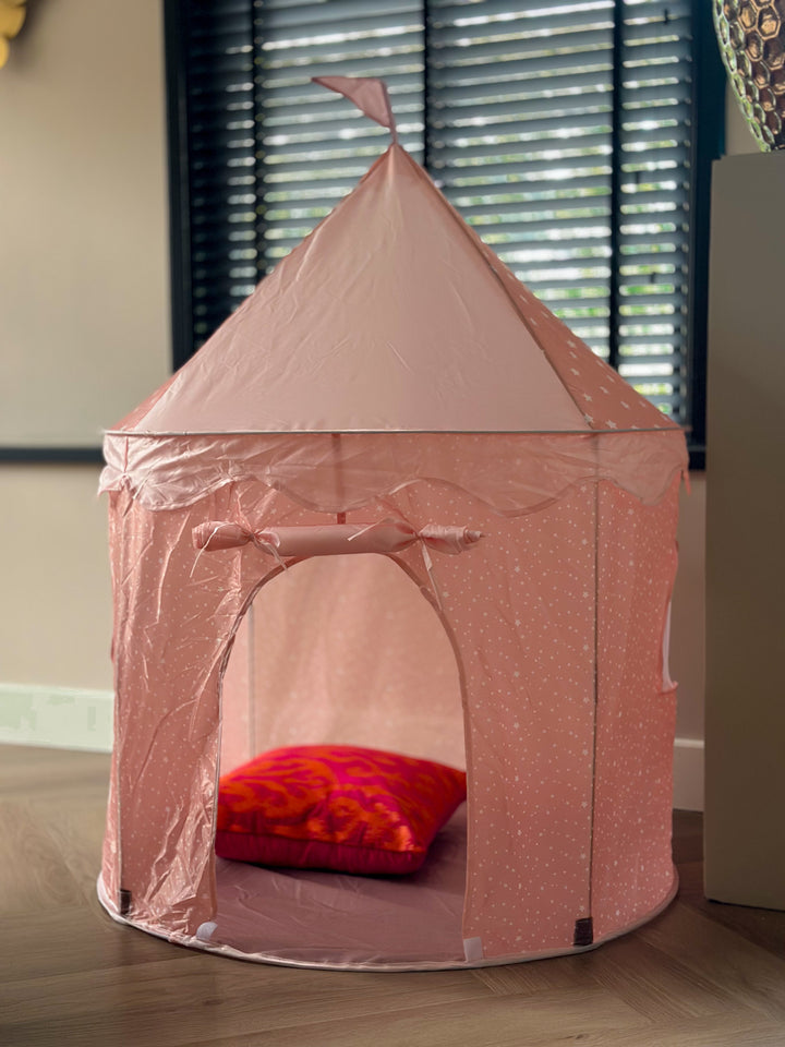 Roze Kasteeltent met Sterretjes – Speeltent voor Binnen & Buiten