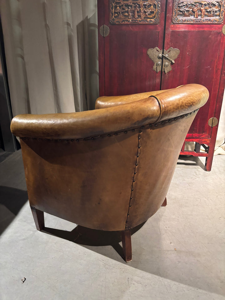 Club fauteuil Cognac bruin leer