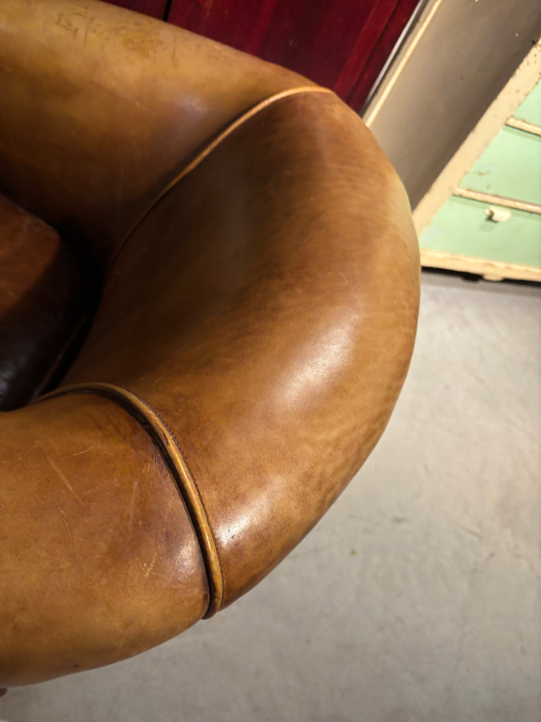 Club fauteuil Cognac bruin leer