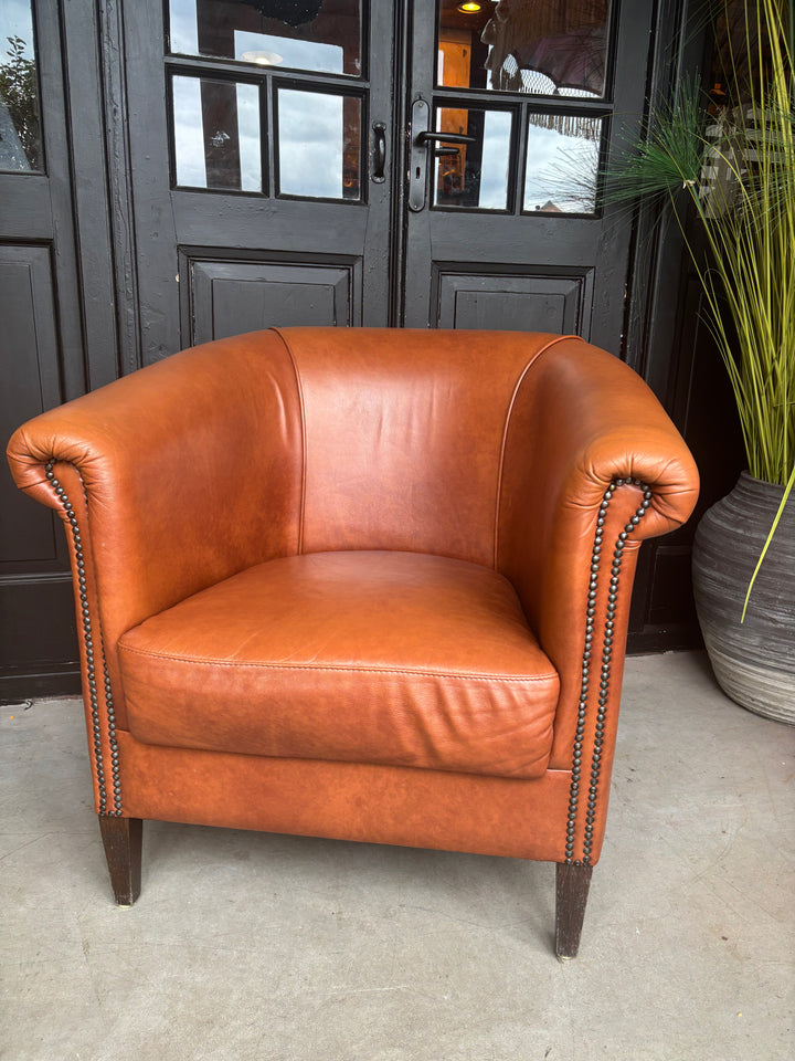Cognac Leren Clubfauteuil