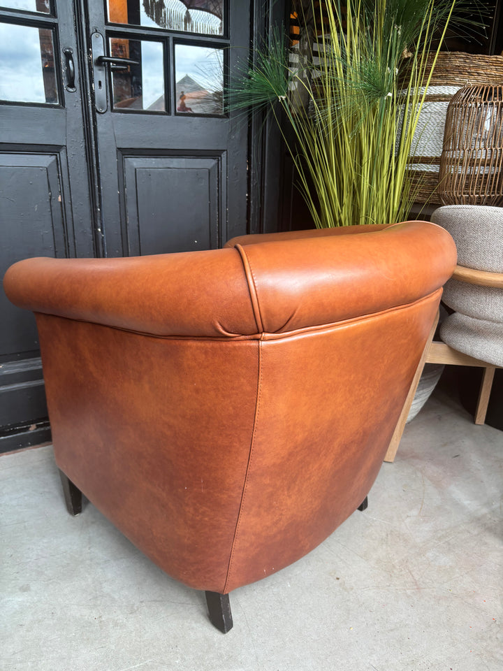 Cognac Leren Clubfauteuil