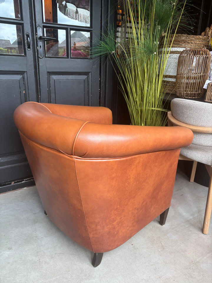 Cognac Leren Clubfauteuil