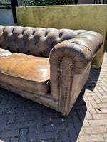 Chesterfield 3 zits Bank Bruin-Taupe Leer