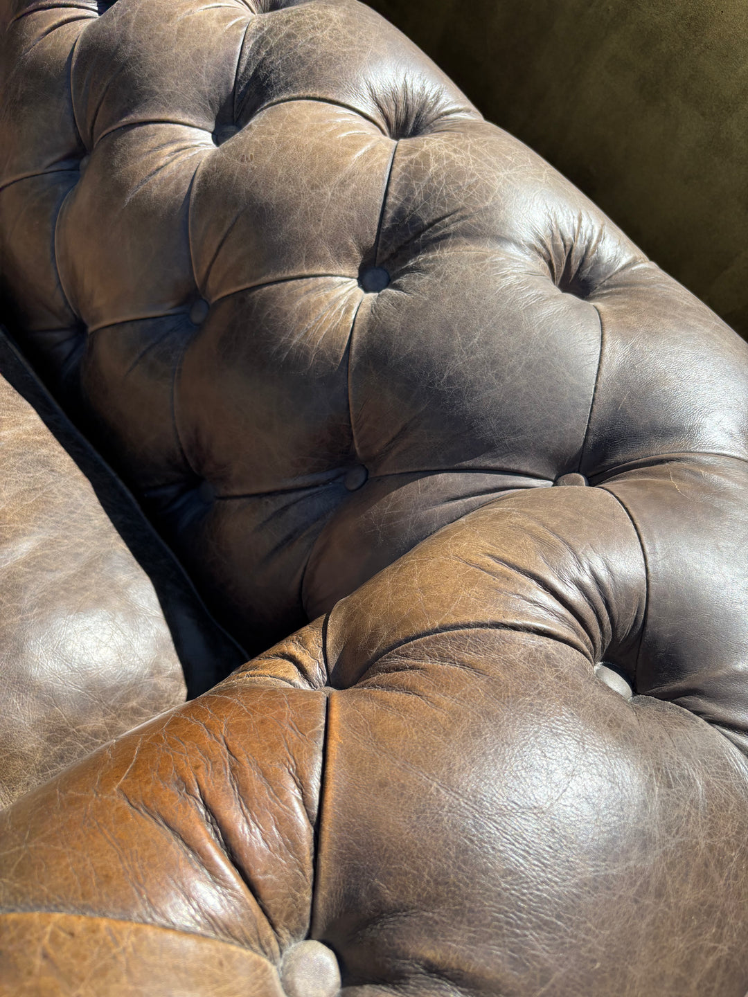 Chesterfield 3 zits Bank Bruin-Taupe Leer