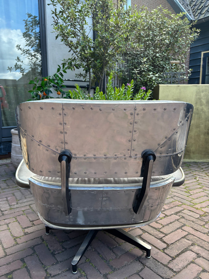 Aviator Retro Lounge Fauteuil met Ottoman