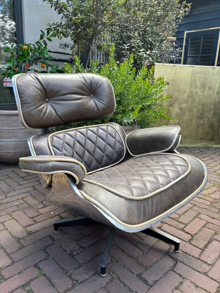 Aviator Retro Lounge Fauteuil met Ottoman