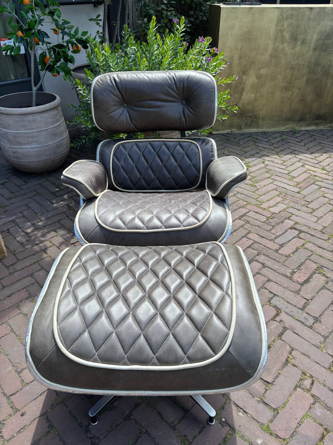 Aviator Retro Lounge Fauteuil met Ottoman