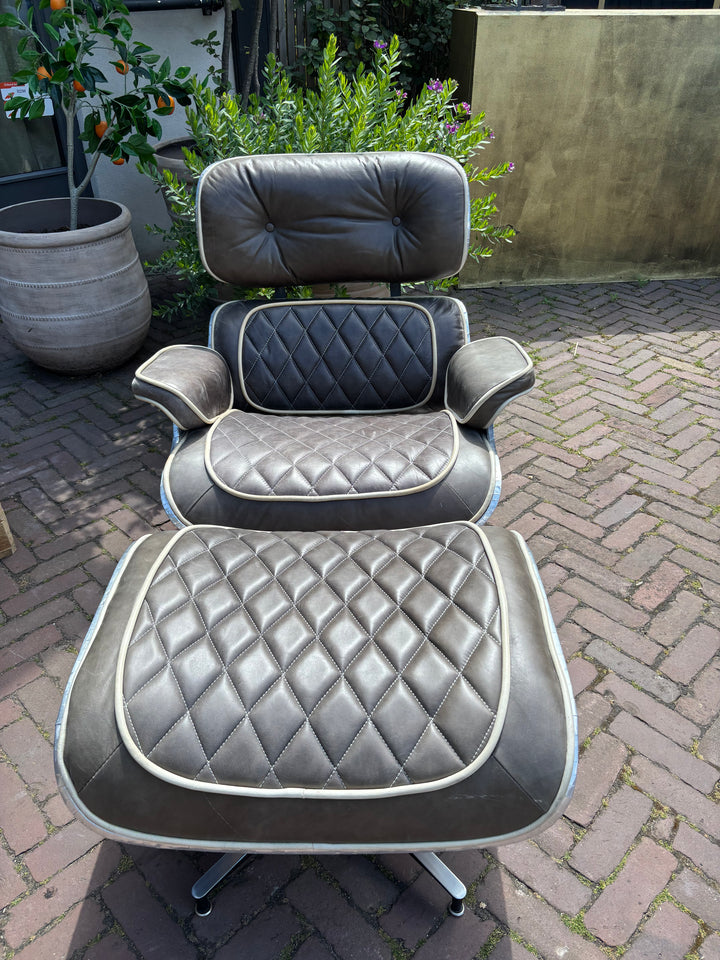 Aviator Retro Lounge Fauteuil met Ottoman