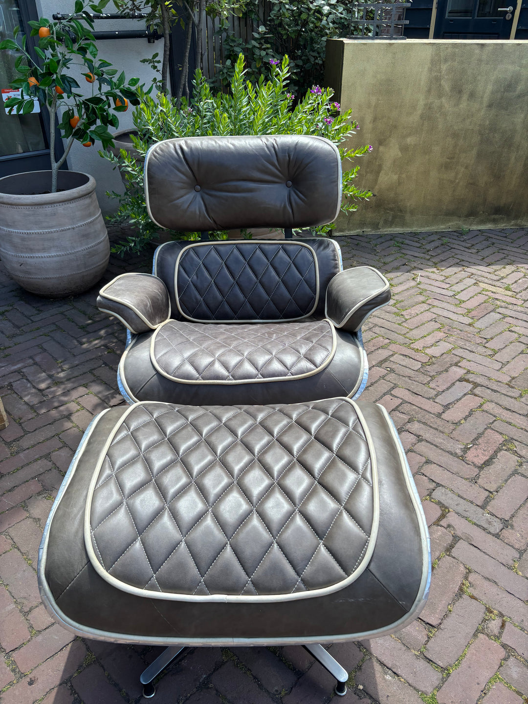 Aviator Retro Lounge Fauteuil met Ottoman