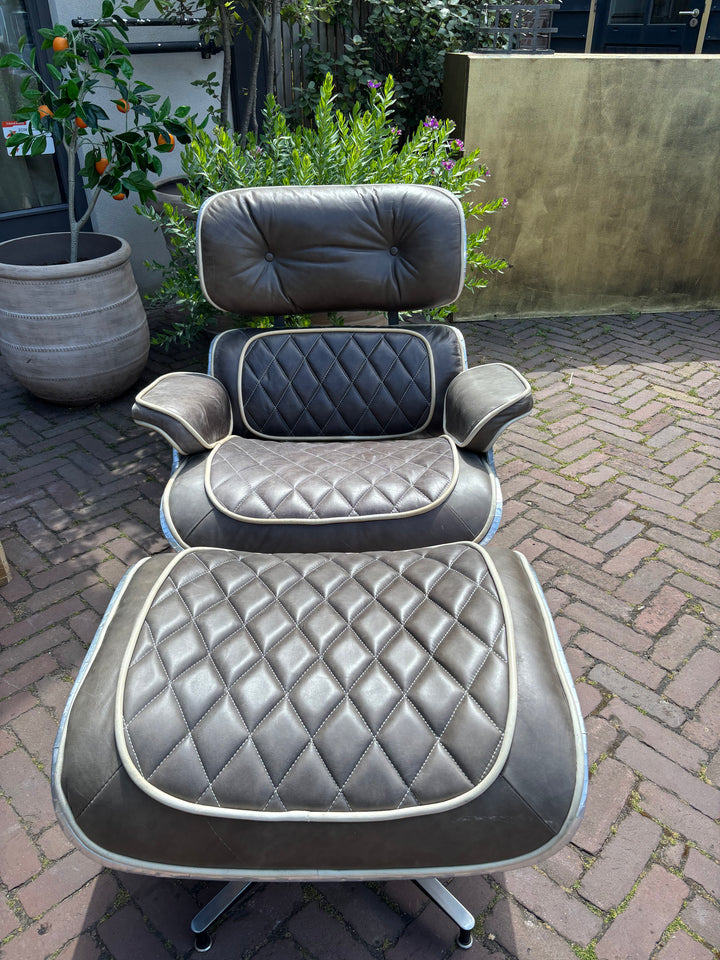 Aviator Retro Lounge Fauteuil met Ottoman