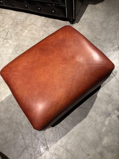 Runderleren Hocker 60x45x38