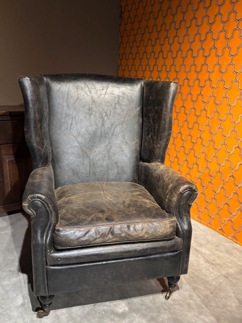 Runderleren Oorfauteuil Merk Rofra