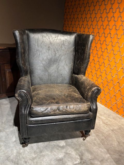 Runderleren Oorfauteuil Merk Rofra
