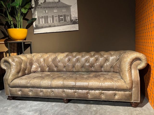 Vintage Antieke Chesterfield Bank