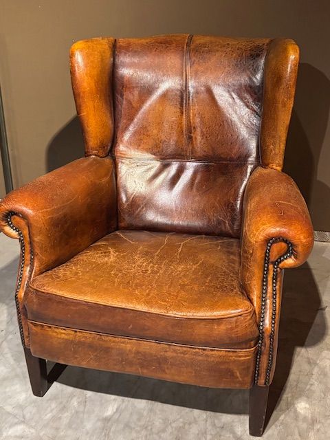 Vintage Stoere Schapenleren Fauteuil