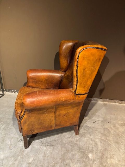Vintage Stoere Schapenleren Fauteuil