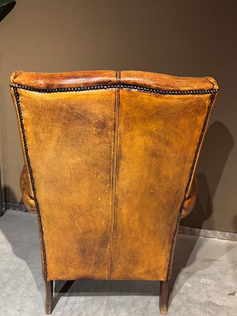 Vintage Stoere Schapenleren Fauteuil