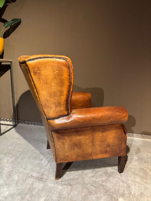 Vintage Stoere Schapenleren Fauteuil