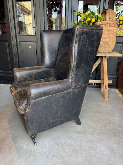 Runderleren Oorfauteuil Merk Rofra