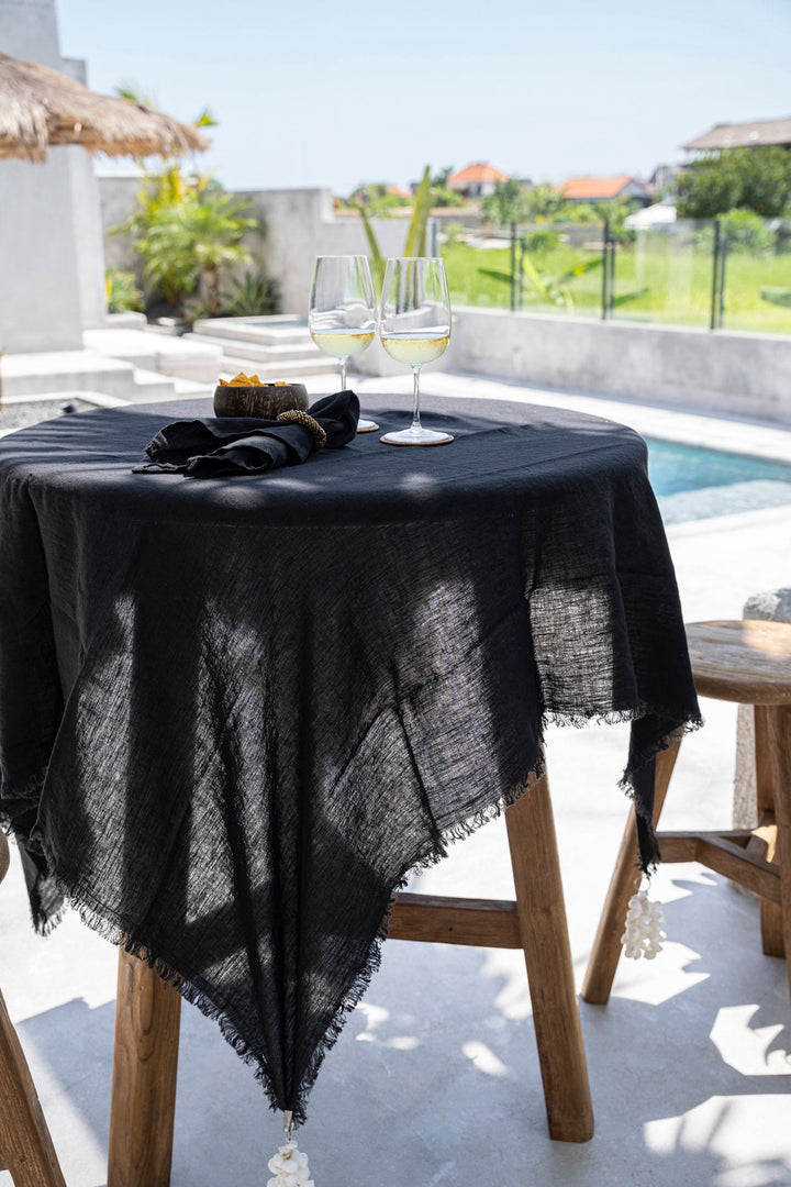 Luxe Linnen Tafelkleed – Zwart – 150x150 cm