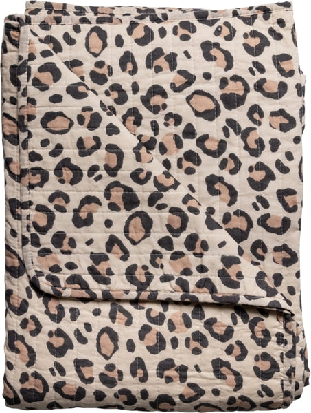 Plaid quilt katoen luipaardprint 135x180 cm – zand & bruin