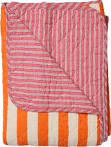 Plaid quilt katoen gestreept 140x180 cm – oranje & roze