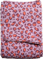 Plaid met luipaardprint in paars en rood 135x180 cm