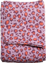 Plaid luipaardprint katoen 135x180 cm – paars & rood