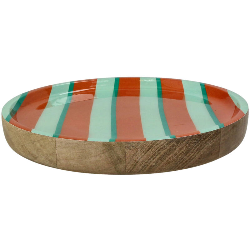 Mangohouten Bord „Stripe” – Rond Design