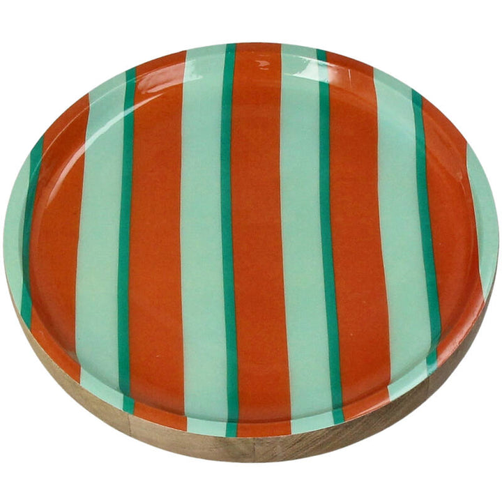 Mangohouten Bord „Stripe” – Rond Design