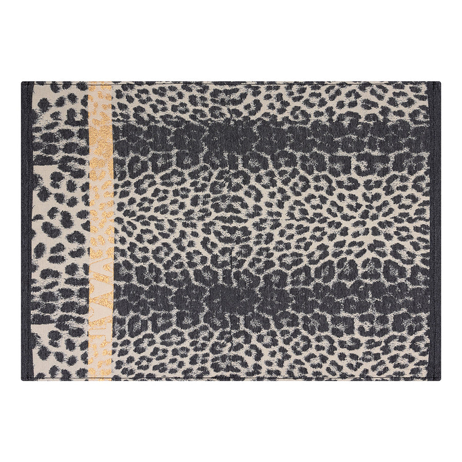 Leopard theedoek zwart zand opgevouwen