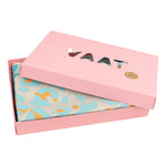 Cadeauset theedoek en handdoek leopard turquoise oranje in VAAT cadeaudoos