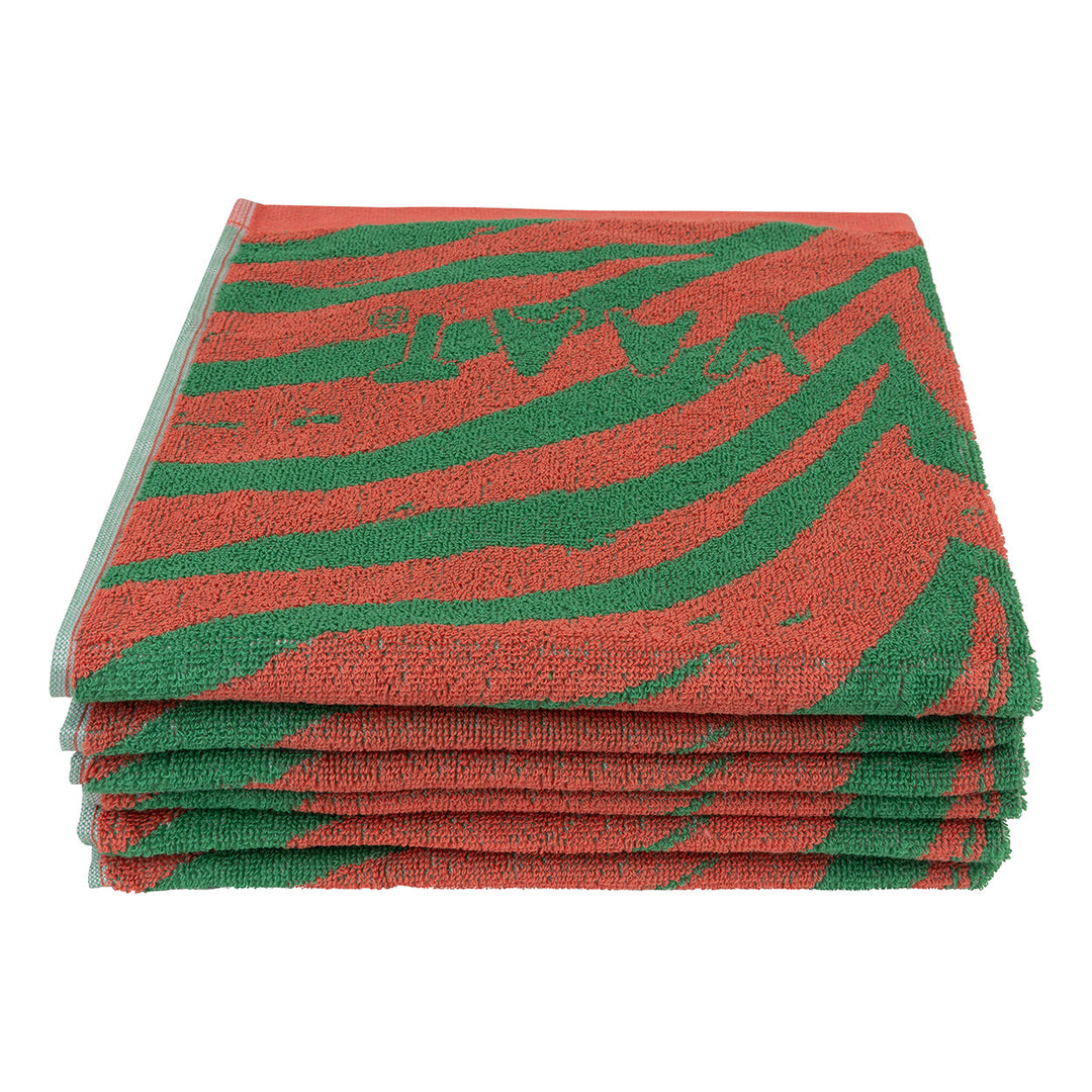 Keukenhanddoeken met zebradessin koraal en groen set van 6