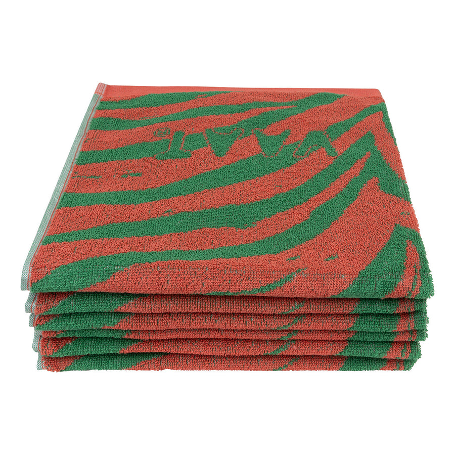 Keukenhanddoeken met zebradessin koraal en groen set van 6